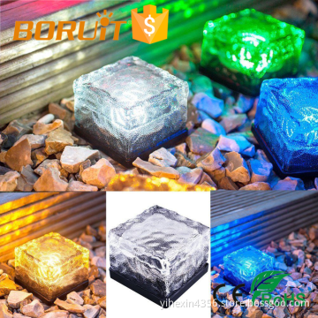 Boruit IP68 Solar Powered Crystal Glass Ice Brick Light for Outdoor Yard Garden